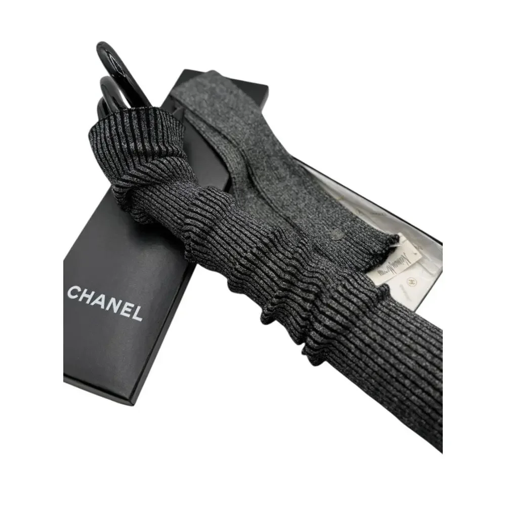 CHANEL gunmetal silver